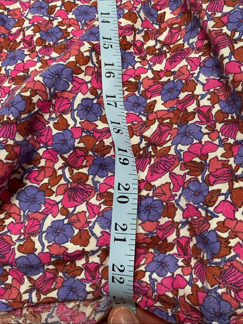 J. Crew Pink, Purple & pink Floral Linen Peasant Top